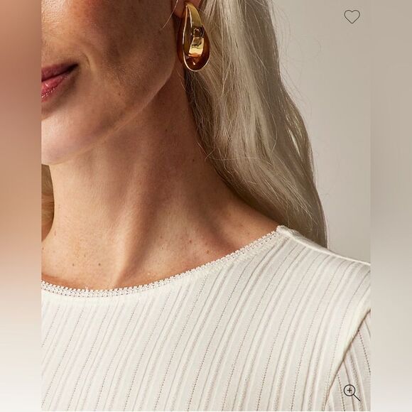 NWT J CREW Pointelle long-sleeve T-shirt in Ivory - Picture 3 of 6